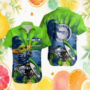 Personalized Seattle Seahawks Grogu Baby Yoda Emerald City Hawaiian Shirt