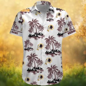 Personalized Washington Redskins White Hawaiian Shirt Tropical Palm Tree Edition