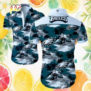 Philadelphia Eagles Beach Sunset & Classic Car Tropical Summer Hawaiian Shirt