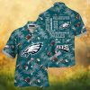 Philadelphia Eagles Red Palm Leaf & Teal Floral Party Hawaiian Shirt Philadelphia Eagles Red Palm Leaf & Teal Floral Party Hawaiian Shirt