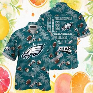Philadelphia Eagles Coconut & Palm Beach Pattern NFL Hawaiian Shirt