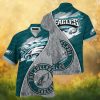 Philadelphia Eagles Teal Paradise Palm Leaf & Hibiscus Hawaiian Shirt Philadelphia Eagles Teal Paradise Palm Leaf & Hibiscus Hawaiian Shirt