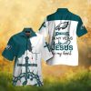 Philadelphia Eagles Modern Geometric Abstract Pattern White & Teal Hawaiian Shirt Philadelphia Eagles Modern Geometric Abstract Pattern White & Teal Hawaiian Shirt