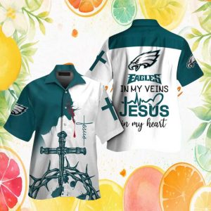 Philadelphia Eagles Faith Jesus In My Heart Catholic Hawaiian Shirt