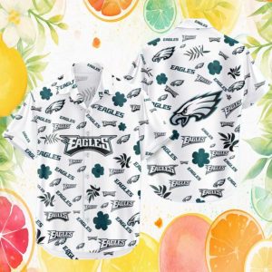 Philadelphia Eagles Floral Pattern Hawaiian Shirt NFL Summer Button Down
