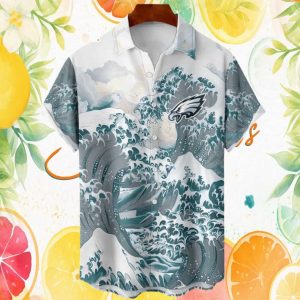 Philadelphia Eagles Great Wave Hawaiian Shirt NFL Summer Apparel