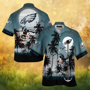 Philadelphia Eagles Mickey Mouse Nautical Anchor Hawaiian Shirt
