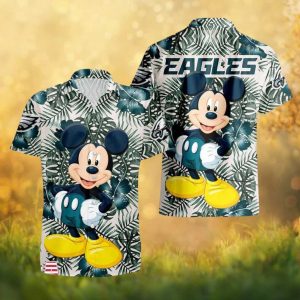 Philadelphia Eagles Mickey Mouse Tropical Jungle NFL Hawaiian Shirt