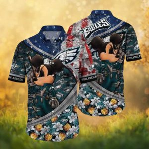 Philadelphia Eagles Mickey Mouse Tropical Pineapple Blue Hawaiian Shirt Philadelphia Eagles Mickey Mouse Tropical Pineapple Blue Hawaiian Shirt