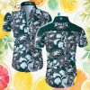 Philadelphia Eagles Teal Paradise Palm Leaf & Hibiscus Hawaiian Shirt Philadelphia Eagles Teal Paradise Palm Leaf & Hibiscus Hawaiian Shirt