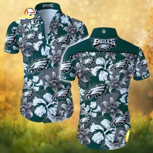 Philadelphia Eagles Midnight Green Floral Lily Pattern Hawaiian Shirt