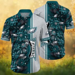 Philadelphia Eagles Midnight Green & Silver Floral Hawaiian Shirt NFL Fan Gear