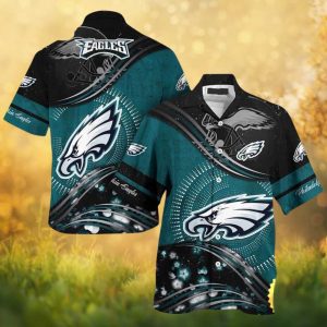 Philadelphia Eagles Modern Geometric Stripe & Helmet Graphic Hawaiian Shirt