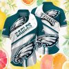 Philadelphia Eagles Teal & White Hibiscus Flower Button Up Hawaiian Shirt Philadelphia Eagles Teal & White Hibiscus Flower Button Up Hawaiian Shirt