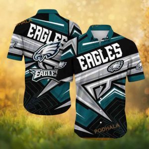 Philadelphia Eagles Modern Tech Geometric Pattern Sports Hawaiian Shirt
