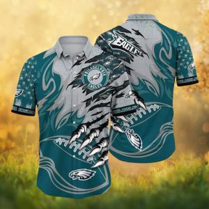 Philadelphia Eagles NFL Ripped Claw & Football Graphic Summer Hawaiian Shirt Philadelphia Eagles NFL Ripped Claw & Football Graphic Summer Hawaiian Shirt