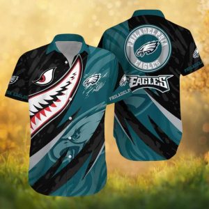 Philadelphia Eagles NFL Shark Teeth Mouth Logo Camo Graphic Hawaiian Shirt Philadelphia Eagles NFL Shark Teeth Mouth Logo Camo Graphic Hawaiian Shirt