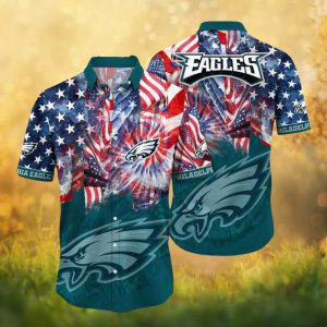 Philadelphia Eagles Patriotic American Flag Fireworks Hawaiian Shirt