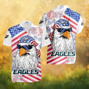 Philadelphia Eagles Patriotic Eagle American Flag Fireworks Hawaiian Shirt