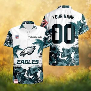 Philadelphia Eagles Personalized Dark Green Floral Hawaiian Shirt