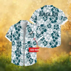 Philadelphia Eagles Personalized Mint Green Hibiscus Floral Hawaiian Shirt