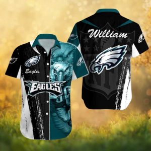 Philadelphia Eagles Personalized Name Graphic Split Design Hawaiian Shirt