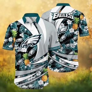 Philadelphia Eagles Pineapple Tropical Palm Leaf Sports Hawaiian Shirt