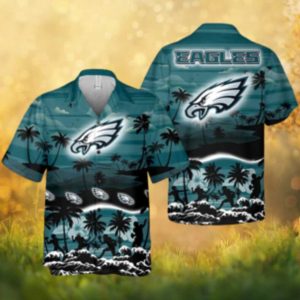 Philadelphia Eagles Scenic Midnight Green Beach Hawaiian Shirt NFL Tropical Vacation Gear
