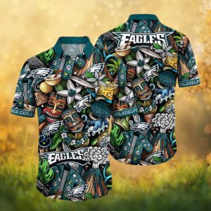 Philadelphia Eagles Tiki Totem Tropical Hawaiian Shirt