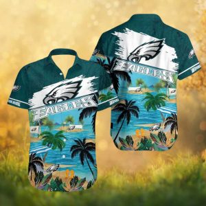 Philadelphia Eagles Tropical Beach Palm Tree NFL Hawaiian Shirt