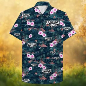 Philadelphia Eagles Tropical Hibiscus Floral Island Style Hawaiian Shirt