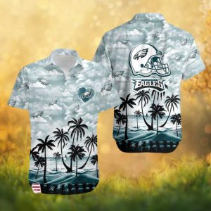 Philadelphia Eagles Tropical Palm Tree Sunset Beach Paradise Hawaiian Shirt