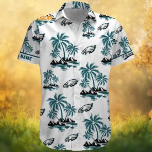Philadelphia Eagles White Minimalist Tropical Logo NFL Hawaiian Shirt