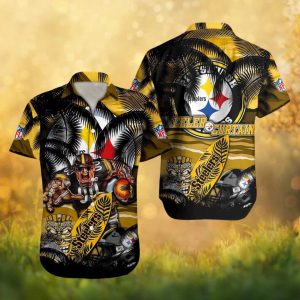Pittsburgh SHawaiian Shirtlers SHawaiian Shirtl Curtain Tiki Hawaiian Shirt NFL Beach Apparel