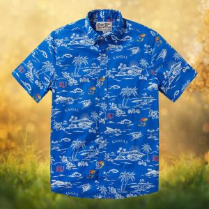 Reyn Spooner Kansas Jayhawks NCAA Royal Blue Scenic Hawaiian Shirt