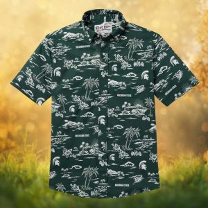 Reyn Spooner Michigan State Spartans NCAA Dark Green Tropical Hawaiian Shirt