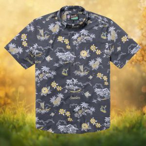 Reyn Spooner NFL Pittsburgh Steelers Charcoal Gray Pineapple Tropical Hawaiian Shirt