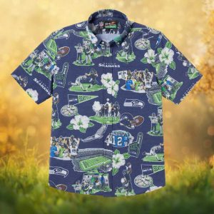Reyn Spooner NFL Seattle Seahawks “Game Day” Scenic Button Up Hawaiian Shirt