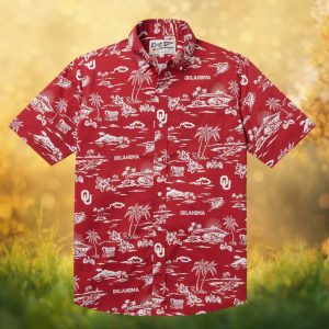 Reyn Spooner Oklahoma Sooners NCAA Crimson Red Scenic Hawaiian Shirt