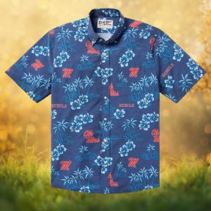 Reyn Spooner Ole Miss Rebels Hawaiian Shirt Navy Floral Mississippi Button Down