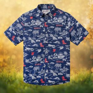 Reyn Spooner Ole Miss Rebels NCAA Navy Blue Tropical Button Down Hawaiian Shirt