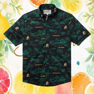 Reyn Spooner Oregon Ducks NCAA Black & Green Go Ducks Hawaiian Shirt