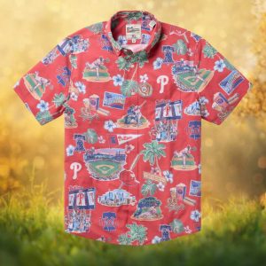 Reyn Spooner Philadelphia Phillies Red Scenic Stadium Button Down Hawaiian Shirt