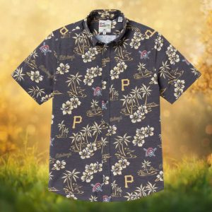Reyn Spooner Pittsburgh Pirates MLB Gold & Black Tropical Pirate Hawaiian Shirt