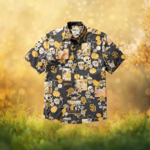Reyn Spooner San Diego Padres Day of the Dead Sugar Skull Hawaiian Shirt