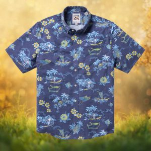 Reyn Spooner Tampa Bay Devil Rays Vintage Blue Tropical Print Button Up Hawaiian Shirt