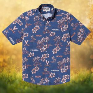 Reyn Spooner Virginia Cavaliers Hawaiian Shirt Navy Hoos Tropical Floral Button Up