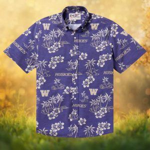 Reyn Spooner Washington Huskies Hawaiian Shirt Purple W Logo Tropical Button Down