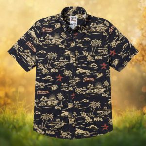 Reyn Spooner x MLB Houston Astros Cooperstown Collection Black Vintage Scenic Hawaiian Shirt