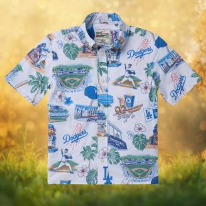 Reyn Spooner x MLB Los Angeles Dodgers White Scenic Stadium Print Hawaiian Shirt